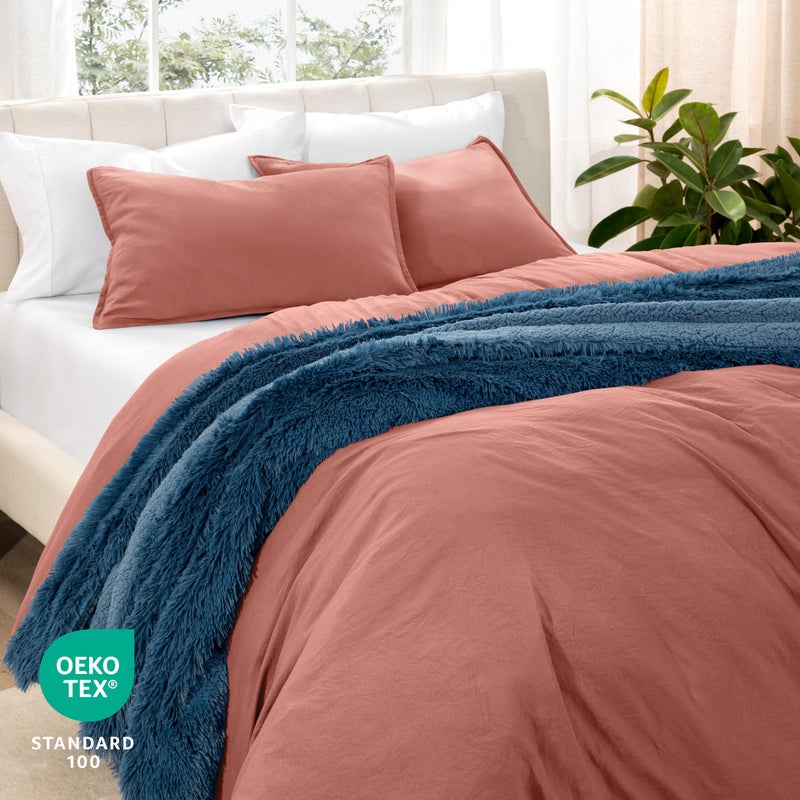 Bare Home Microfiber Duvet Cover Set - Ultra Soft Washed Microfiber - King/California King - Linen-Like Look - Easy Care - Breathable Fabric - Our Softest Duvet Cover Set (King/Cal King, Dusty Rose) - Image 5